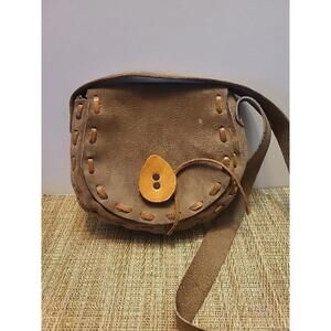 VTG Handmade Genuine Suede With Trim Leather Bag Crossbody Handbag Purse